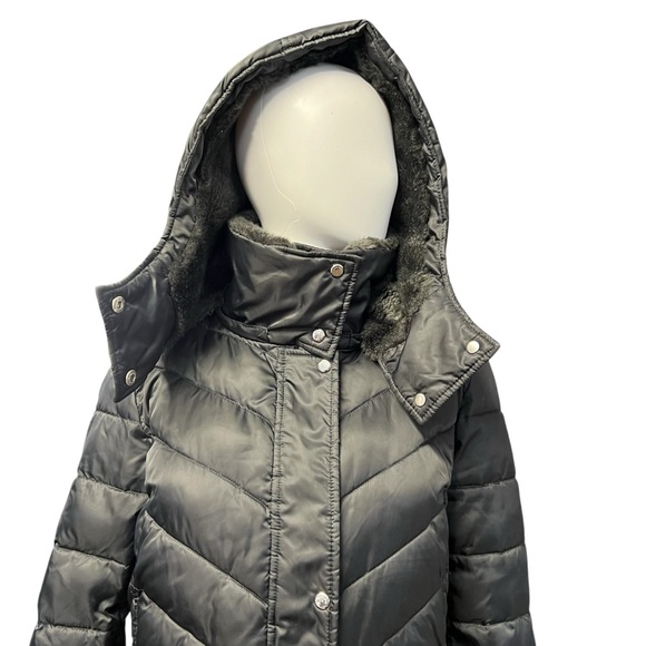 Nine West - Women’s MIDI PufferJacket Faux Fur Hood Sz. MD - Picture 5 of 8